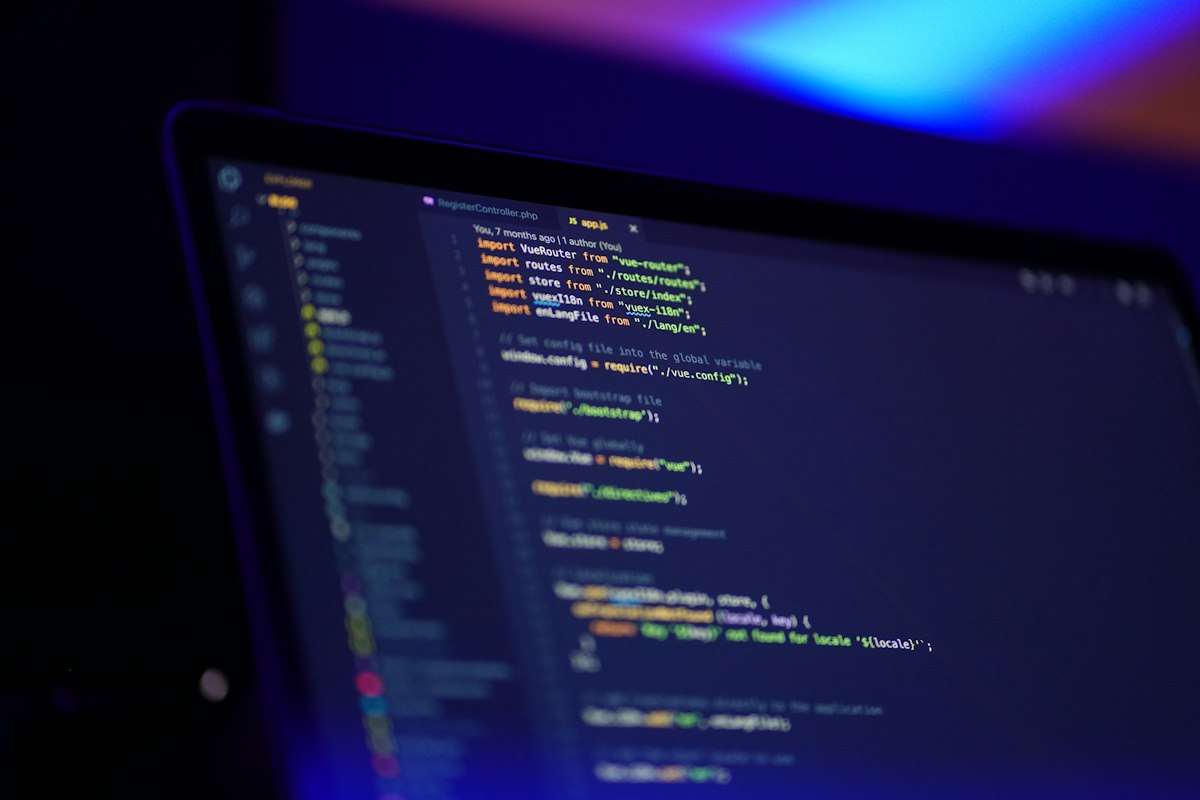 Code on a laptop screen for PHP web development