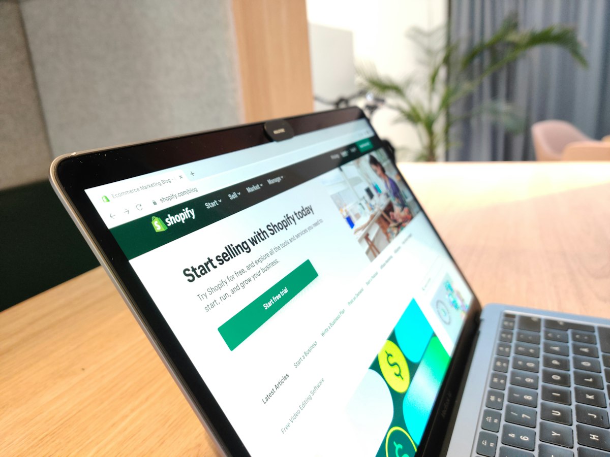 Laptop displaying an online store for Shopify store development