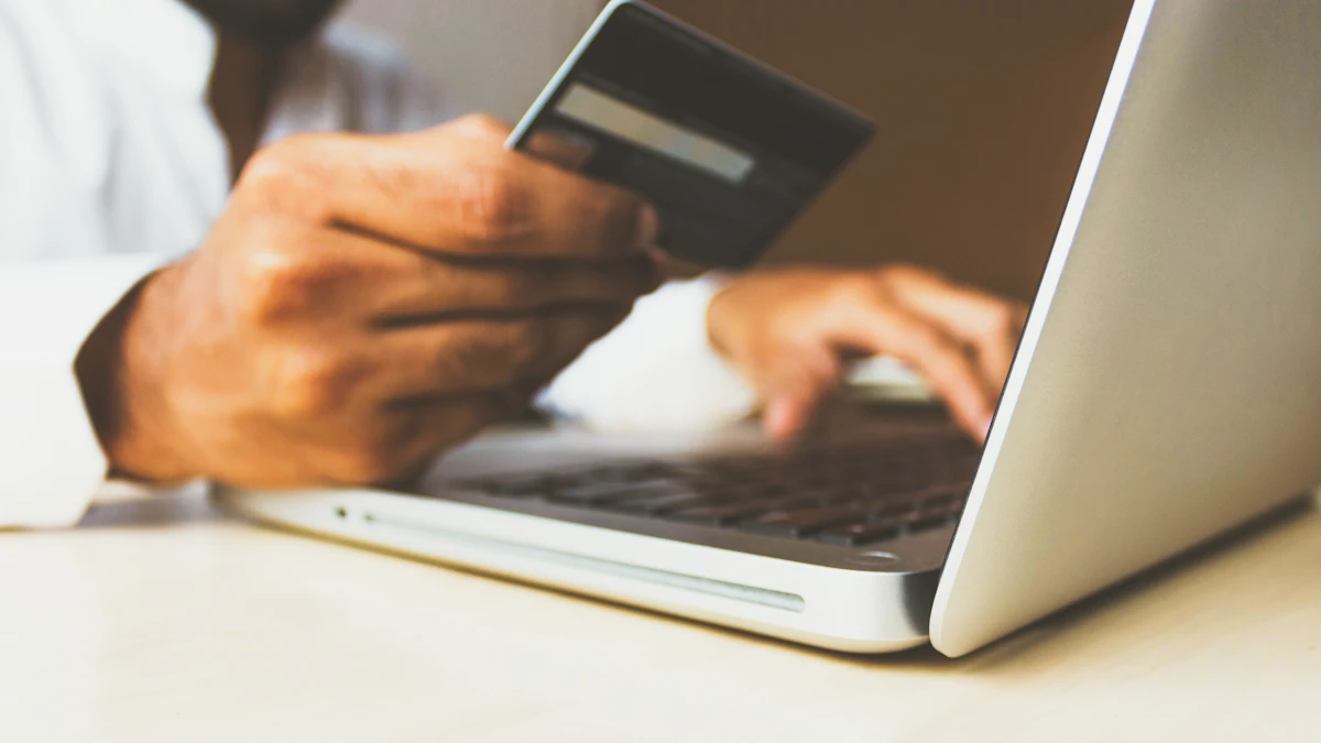 Customer paying with a credit card on an ecommerce website checkout page