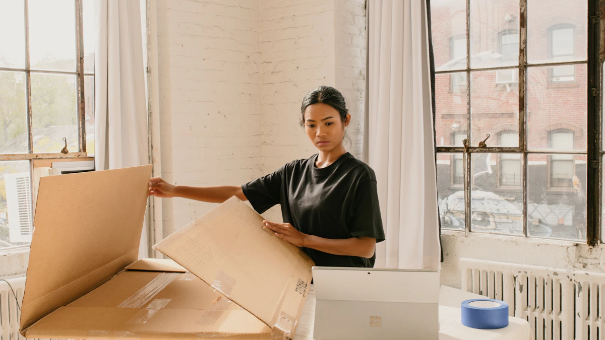 Small business owner packing orders after setting up a Shopify store in the USA